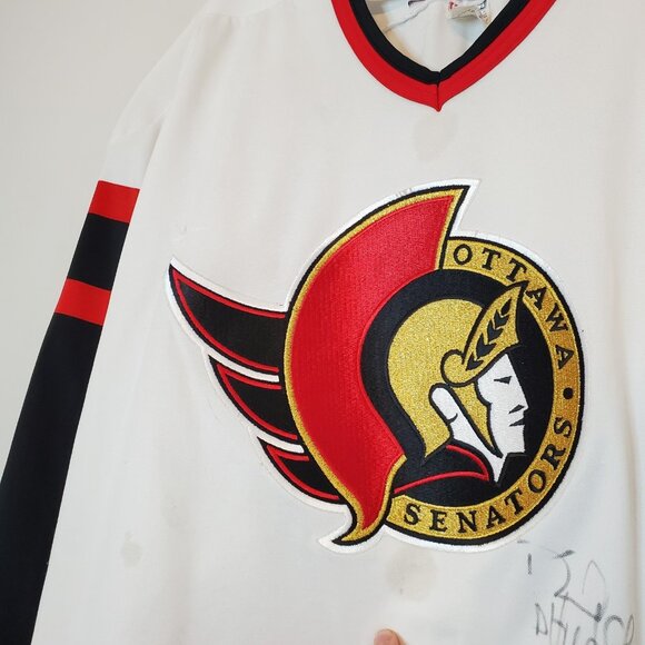 Vintage 90s Ottawa Senators Roger Neilson Signe 2D Logo NHL Jersey White Size L - Picture 4 of 5